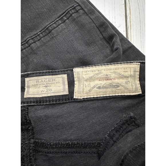 All Saints Jeans Racer Low Rise Skinny Fit Denim Pants Black Size 26 - Picture 7 of 7